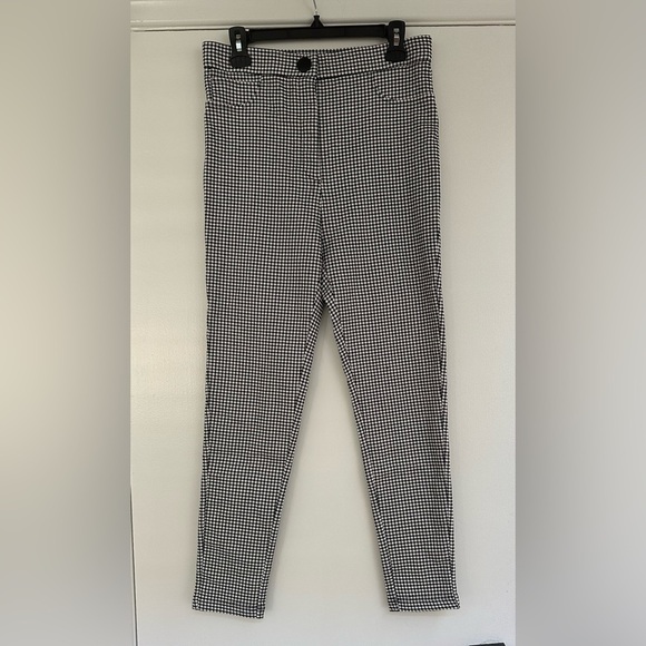 NWT Zara Womens Black & White High Rise Houndstooth Print Legging Pants Size L - Picture 1 of 7